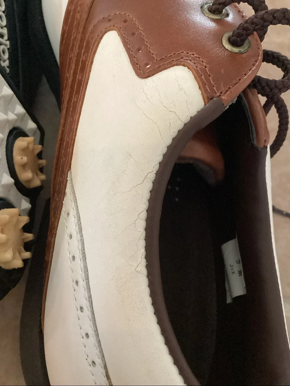 Foot Joy Soft Joys Terrain men’s Oxford golf shoes brown and white. Size 9